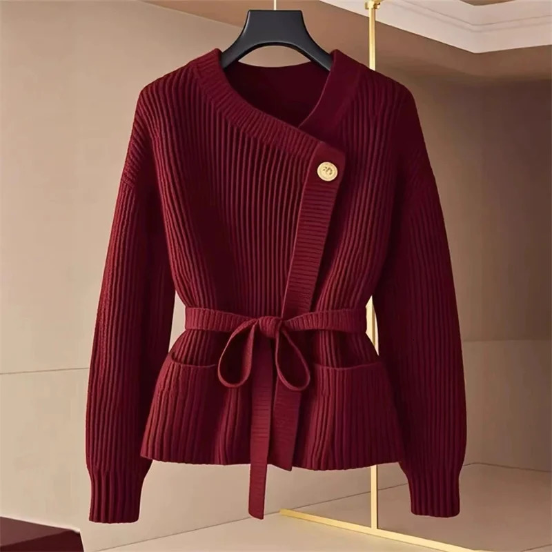 Autumn Winter Cardigan Sweater Coat Women Allmatch Fashion Temperament Knitwear Female Longsleeved Elegant Top Ladies 251021