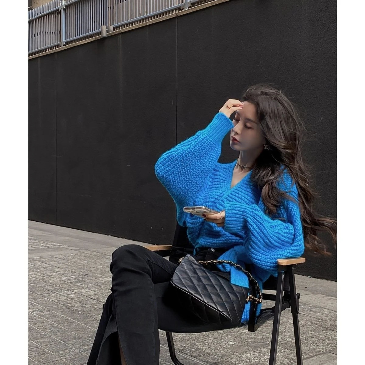 2025 Hollow Out Spring Womens Clothing Retro Trend Blue Zipper Striped Knitted Cardigan Top Jacket Female Clothing Men 251013