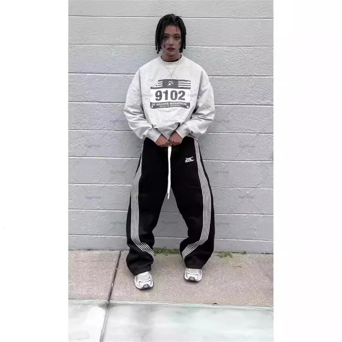 Y2k Gray Casual Pants Vintage Functional Tactical Mens Womens Premium Jogging Wide Leg Pants Drawstring Streetwear Sweatpants 251024
