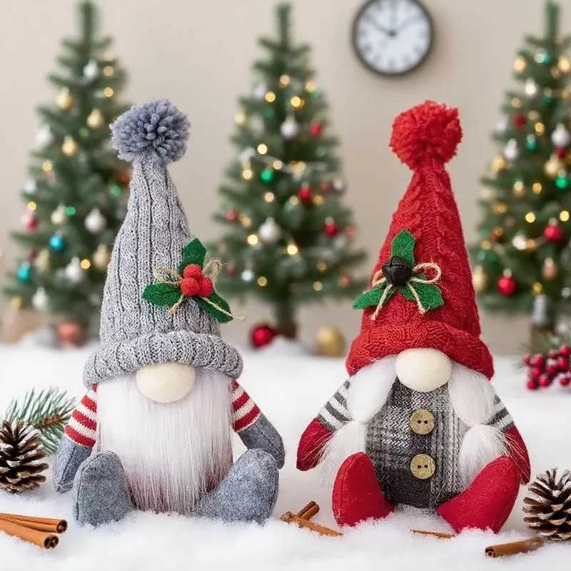 New Christmas s Plush Santa Doll Christmas Ornaments Cute Knitted Hat Faceless Christmas Decorations for Home Navidad C251024