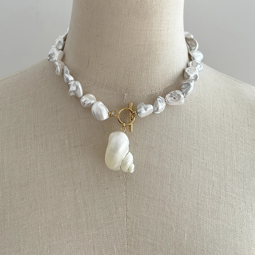 Simple Beaded Necklace for Women Fashion Natural Shell Seed Beads Choker Jewellery 251016