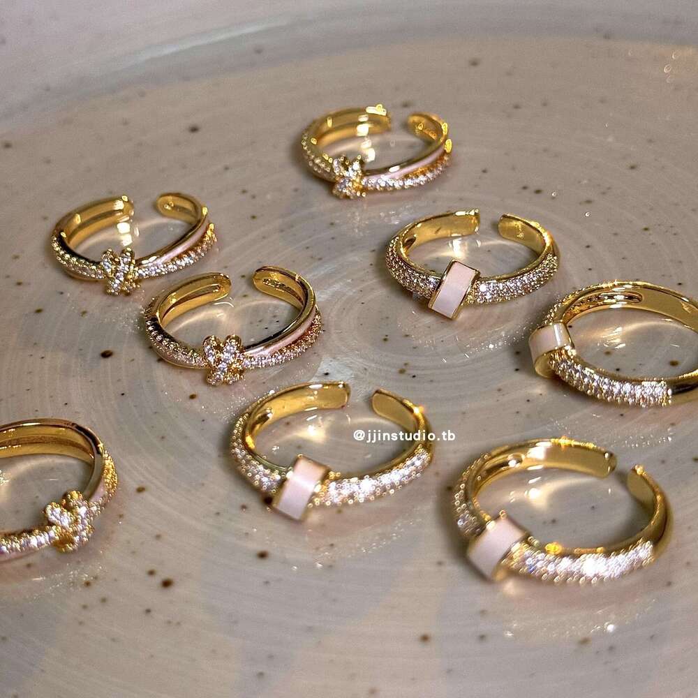 Ring Designer luxury rings knot fritillary bulb Zircon inlay High-end Exquisite Adjustable opening New Style copper plated with 18K gold Festival vaca