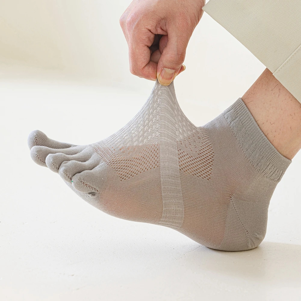5 Pairs Five Finger Socks Men Summer Mesh Toe Socks with Separate Fingers High Quality Cotton Ankle Socks Sports Running 251023