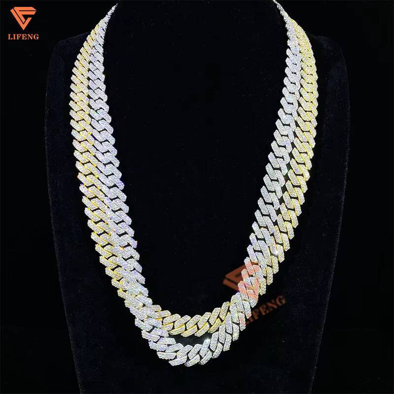 Wholesale 925 Sterling Silver Custom Name Vvs Moissanite Cuban Link Chain 12mm Gold Plated Cuban Necklace Miami Hiphop Jewelry