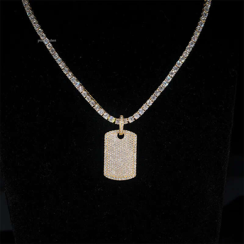 Tennis trendy pendant moissanite Cuban chain necklace hip-hop jewelry for men Gift A