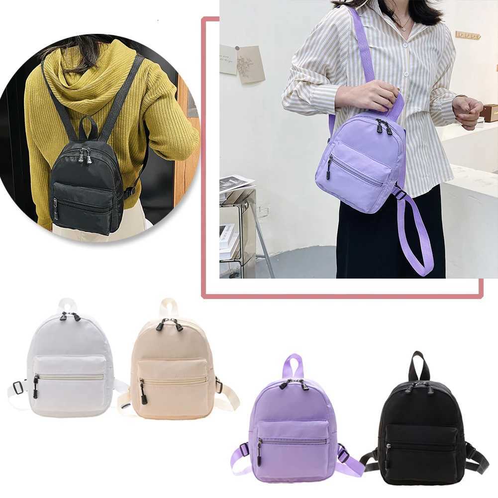 Fashion Solid Color Backpack Women Nylon Knapsack Preppy Style Mini Rucksacks W251025