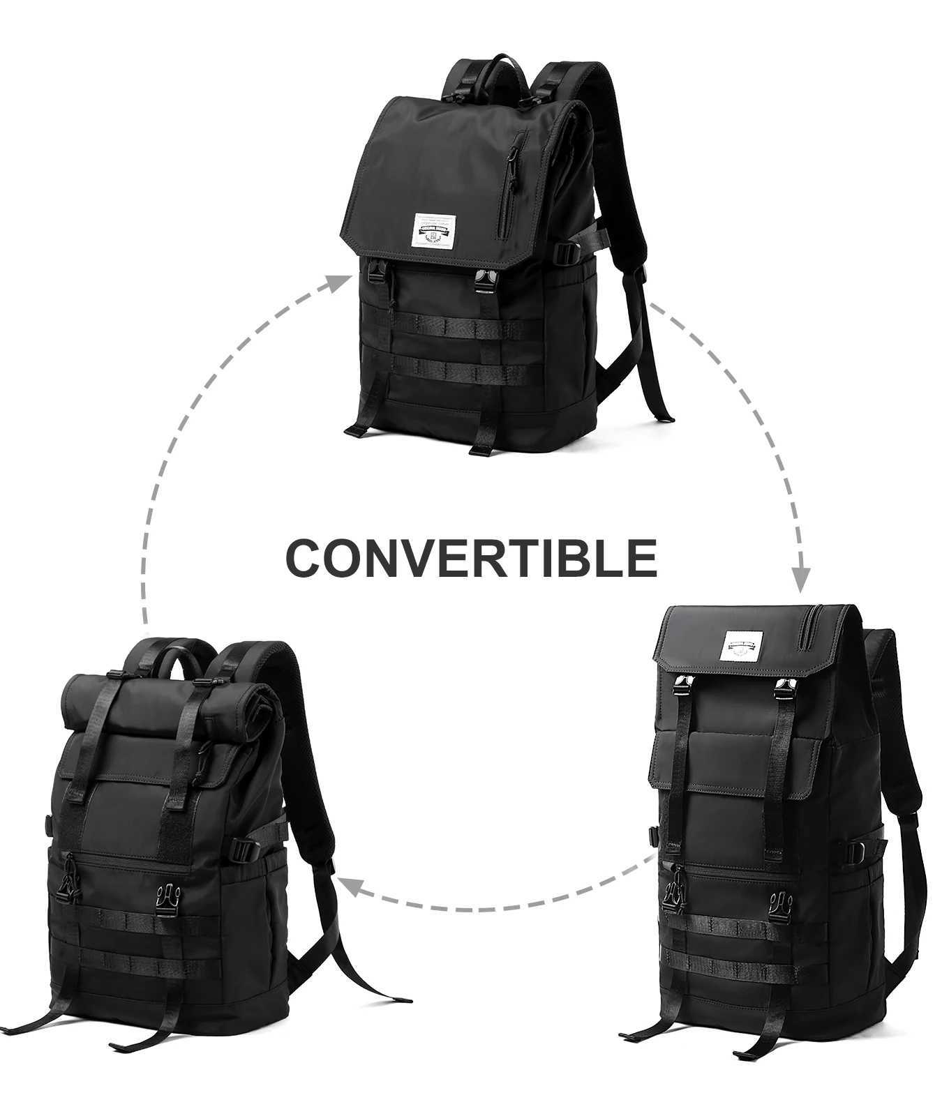Roll Top Backpack for Men Water Resistant Expandable 173 inch Laptop Backpack for Commute Travel 40 Max Liter Rucksack W251025