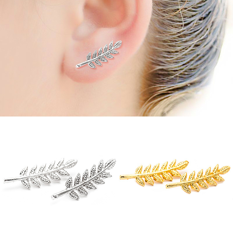 New Fashion Simple Leaf-Shaped Earrings Ear Cuffs for Women