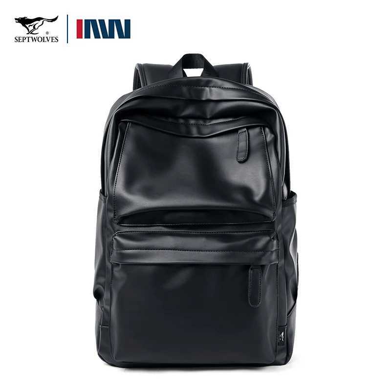 Septwolves Highquality Leather laptop Computer Backpack 15Inch Large Capacity Waterproof Backpack For Men Business Travel Use W251025