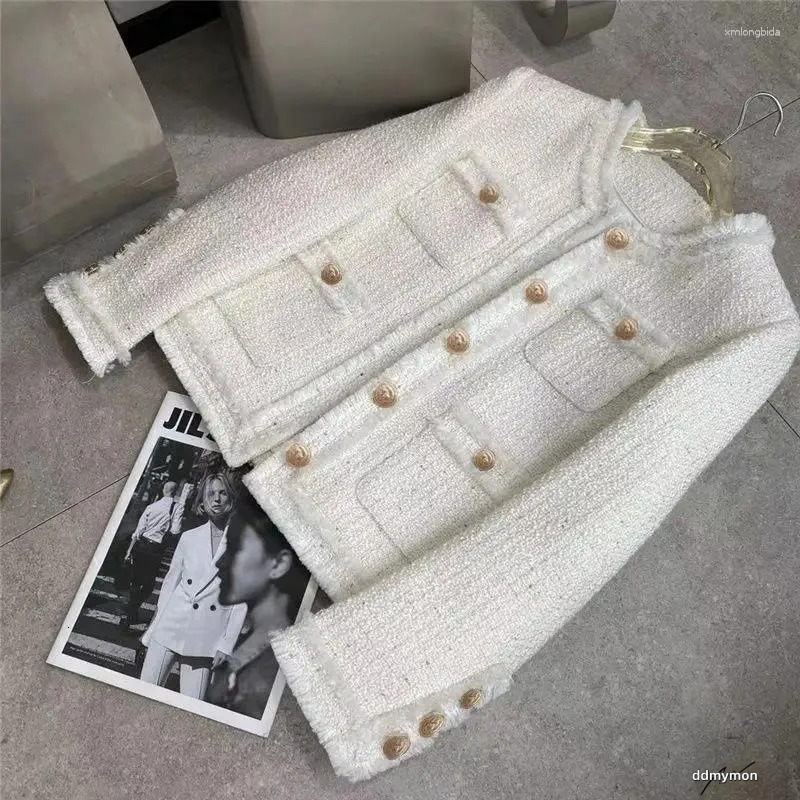 Ladies Jacket: Elegant Women's Short Tweed Coat - French Style, Casual Outerwear, High-Quality Fabric For Daily Use Ddmymon