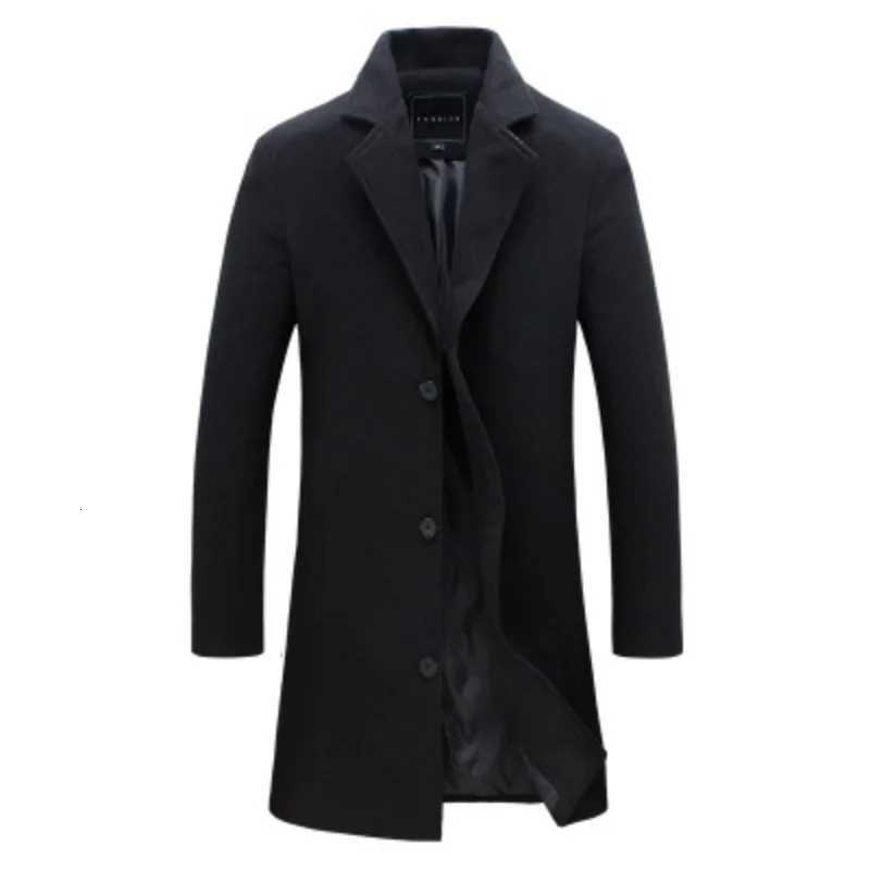 Fashionable Trendy Jacket Handsome Midlength Wool Coat Mens Windbreaker Slim Versatile Gray Party SuitT251025