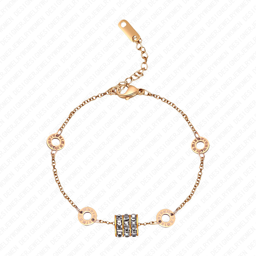 Designer Bracelet for Women Vintage Roman Numeral Bracelets Zirconia Bangle Silver Gold Rose Gold Bangles Luxury Jewlery Designer for Women Elegant Gi