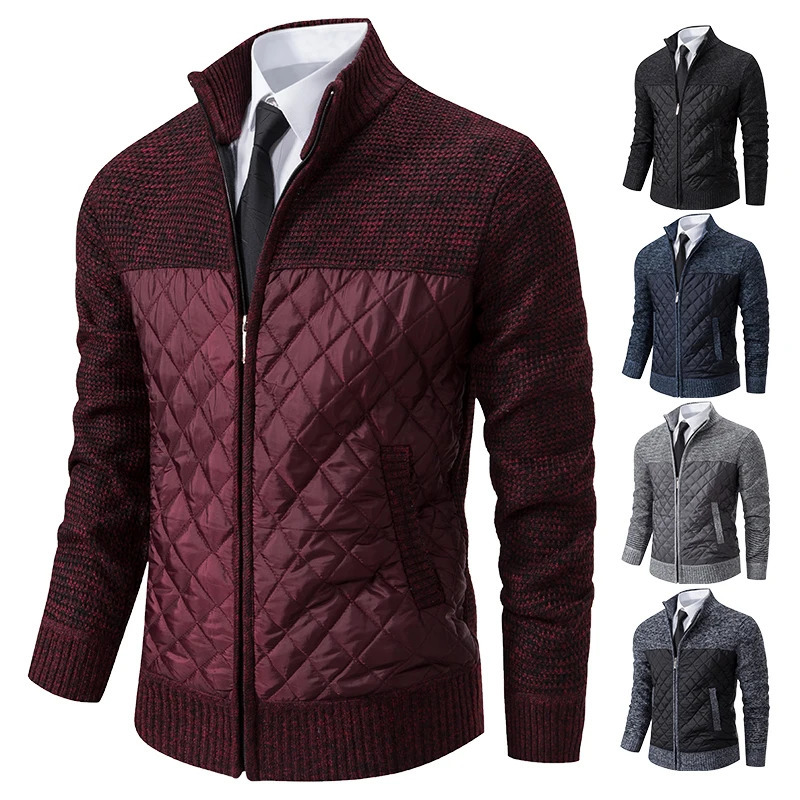 Autumn Winter Sweater Mens Loose Cardigan Cold High Neck Jumpers Patchworked Windbreaker Causal Jackets 251020