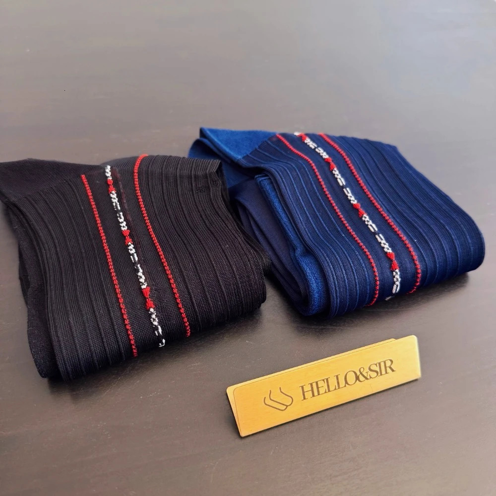 Man Socks Men Transparent Sexy Stockings Ultrathin Hight Tube Socks Sheer Elastic Striped Business Socks Formal Stockings 251023