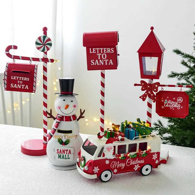 Christmas decorations wrought iron mailbox sleigh car snowman hotel store front desk decoration C251024