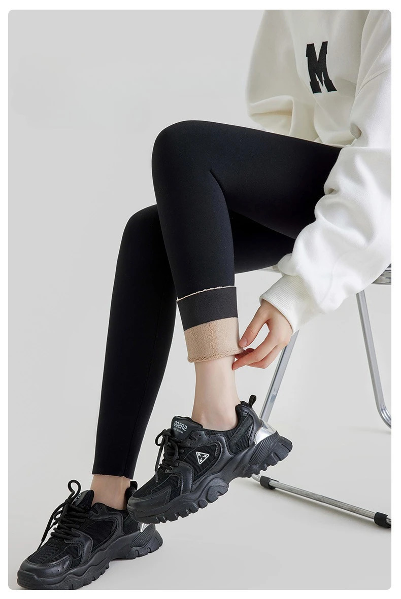 Autumn Rabbit Velvet Shark Leggings Women High Waist Thin Fleece Warm Leggings Winter Seamless Sport Casual Legging 251018