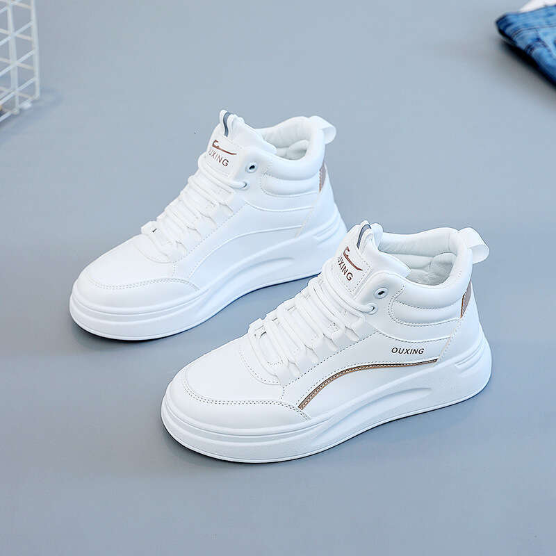 Thick-Soled Height-Increasing Ins White Dad Shoes for Women Versatile Casual Student Soft-Soled Autumn Winter High-Top Sneakers Booties