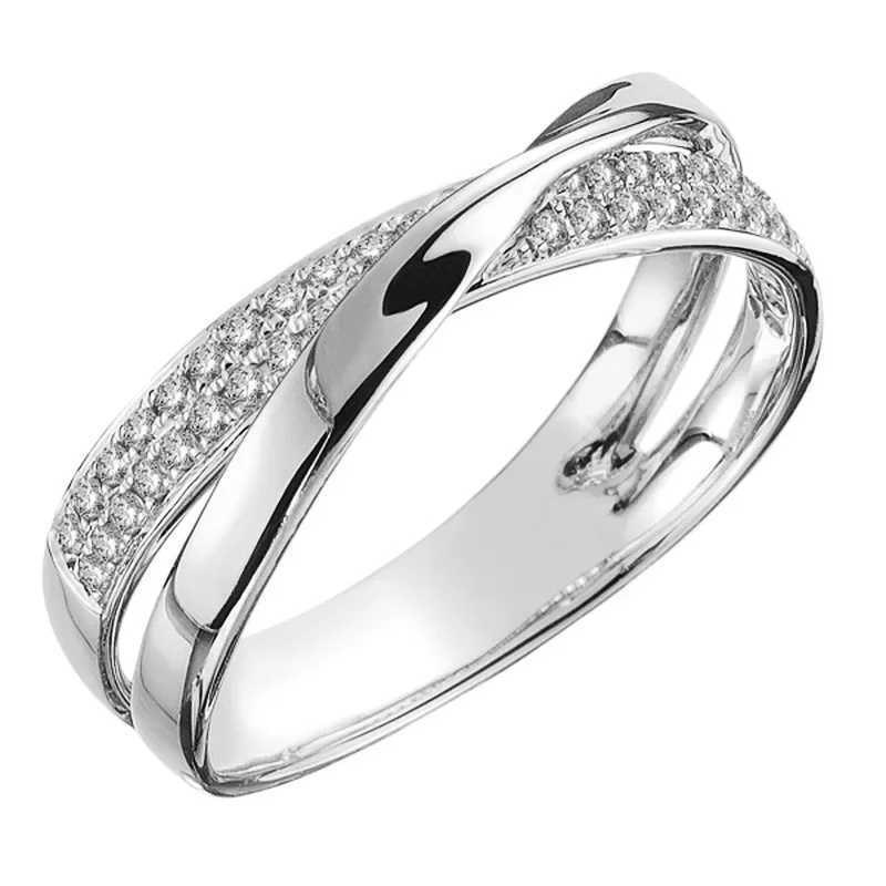 Classic Female Ring 925 Sterling Silver Two Tone X Shape Cross Rings For Women Infinite Dazzling Zircon Wedding Rings AnillosXJ251025