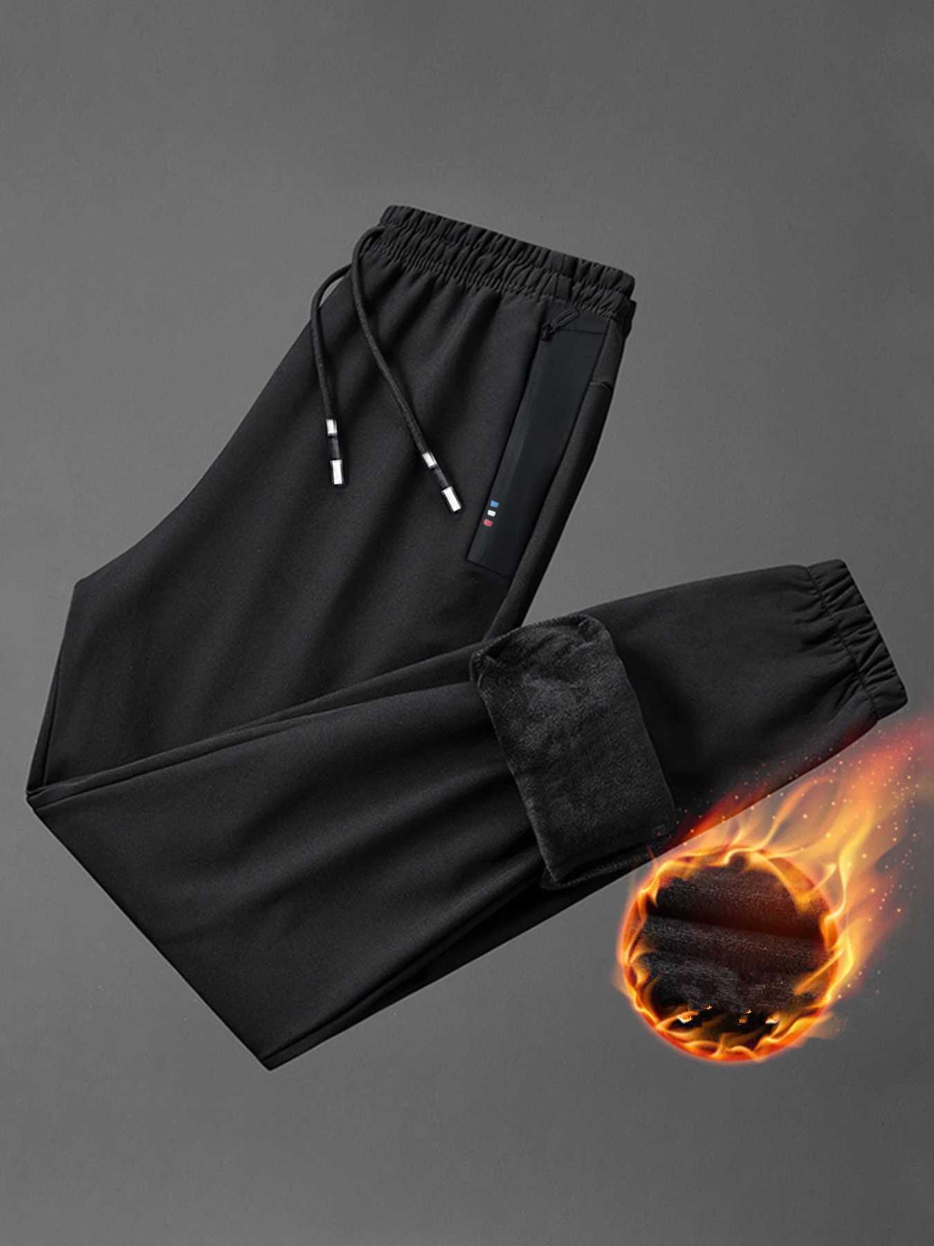 Solid Color womens Pants Fleece Lining Hiking Autumn Winter Thick Warm Elastic Waist Drawstring Zipper PocketsT251025