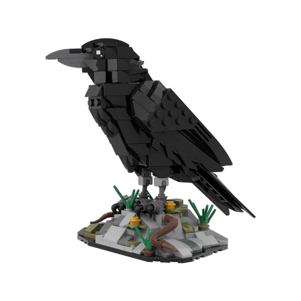 MOC Raven Model Building Blocks Sets Clever Raven Black Bird 3D Home Ornament Brick STEM Toy Adult Halloween Gift C251023