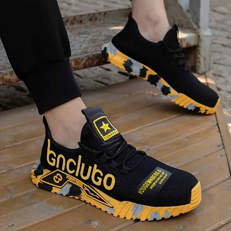 Steel Toe AntiPuncture Mens Safety Shoes Reinforced Sole Slip Resistant Shoes Man Lightweight Breathable Mens Work Shoes 251023