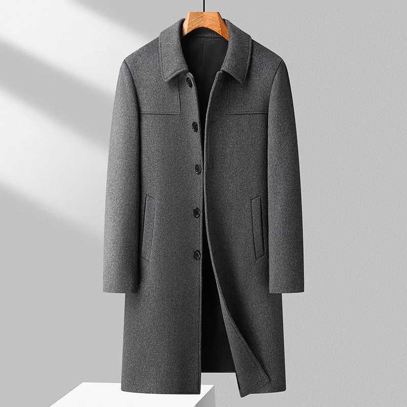 New Winter Men Formal Wear Business Wool Trench Coats British Cashmere Overcoats Quality Man Woolen Blends Long Jackets Size 4XLT251025