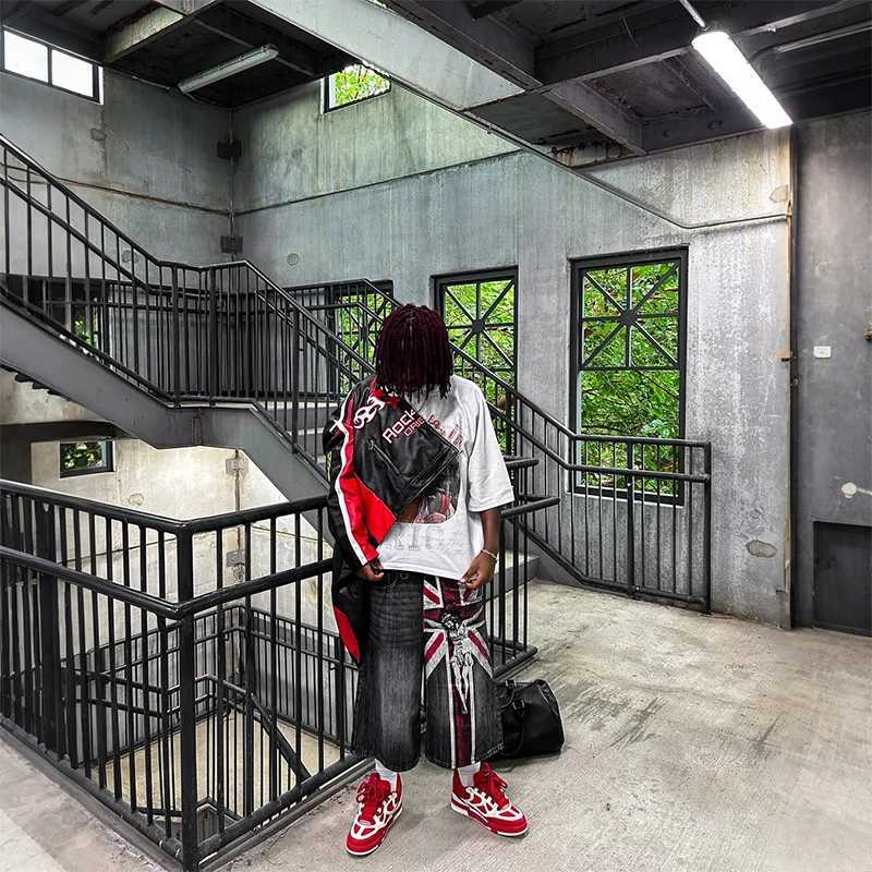 Y2K Vintage Washed Jeans Fashion British Flag Pattern Printing Casual Loose Denim Shorts Gothic Men Women Punk Rock StreetwearXJ251025