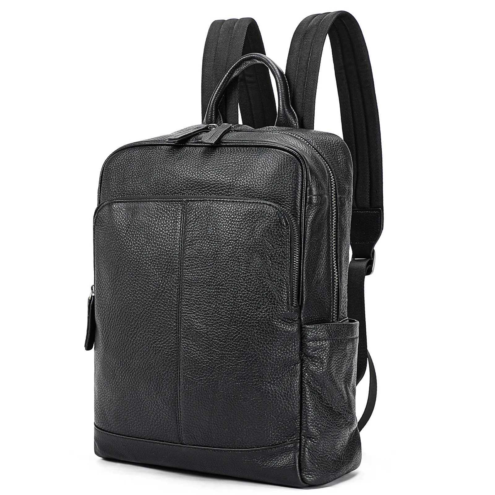 Genuine Mens Top Layer Cowhide Travel Oil Wax Leather Business Laptop School Bags For Teenagers Mens Backpack Mochilas W251025