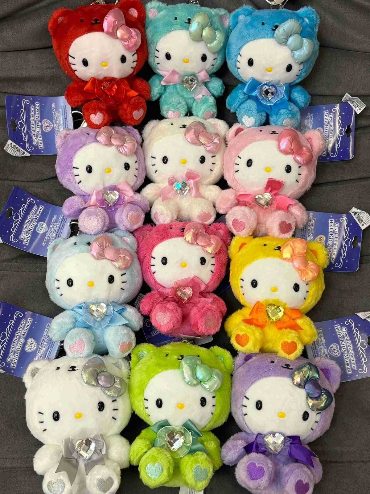 Sanrio Kawaii Hello Kitty Plush Doll Keychain Crystal Stone Series Stuffed Kitten Toy Bag Charm Surprise Birthday Pendant Gifts L251025