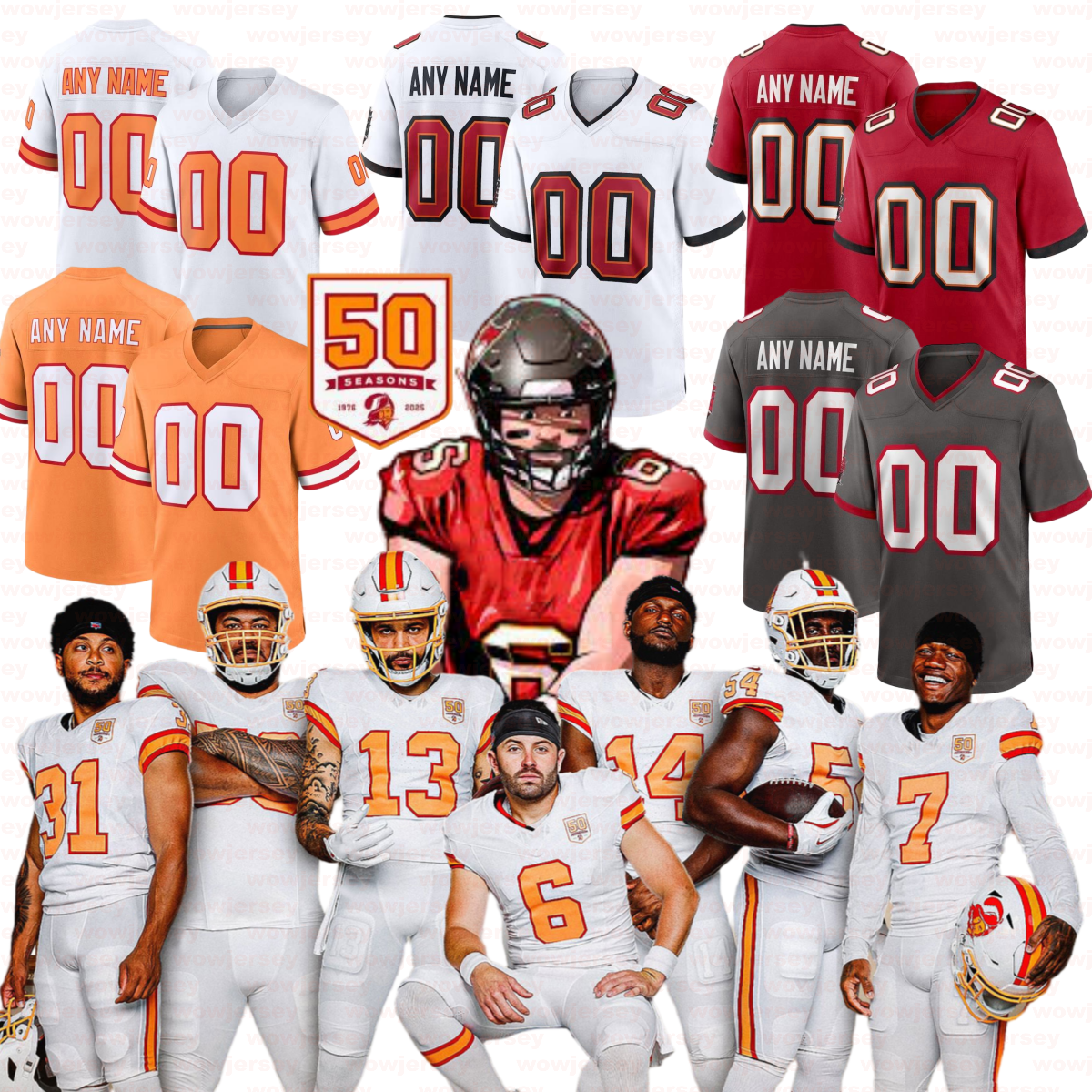 2025 Tampa Bays BuccaneersS Jersey BuccaneersJersey Baker Mayfield Mike Evans Chris Godwin Emeka Egbuka Tom Brady Antoine Winfield Jr. Football Jerseys