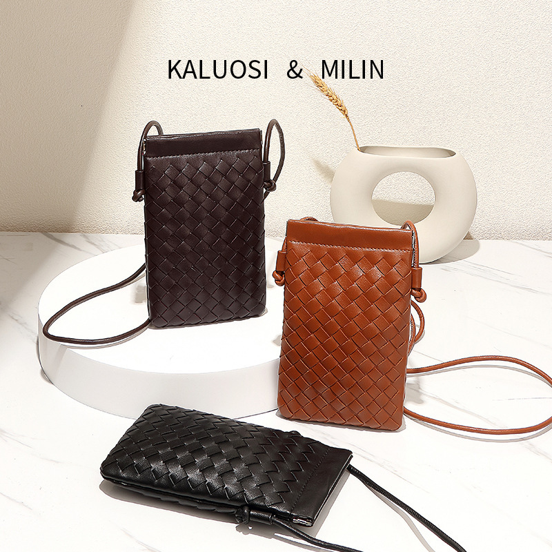Luxury Brand Designer Bag Spring Summer New Phone Bag Simple Fashion Versatile Shoulder Crossbody Bag Vertical Trendy Textured Handwoven Women's 