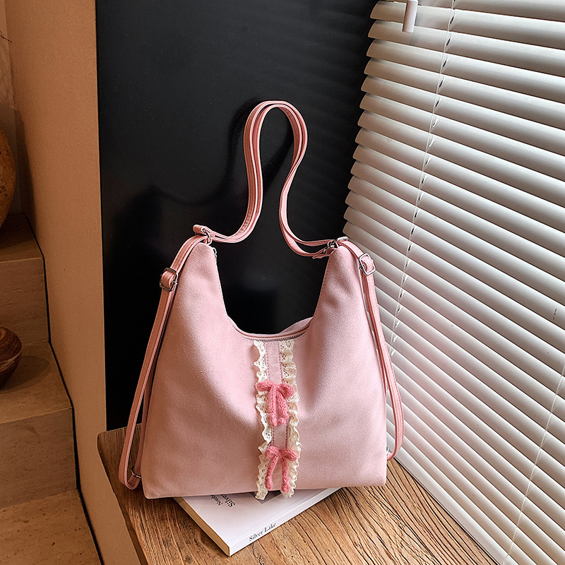 New hot selling retro suede bow women's designer handbag, large capacity parent-child commuting shoulder bag, three in one handbag and backpack