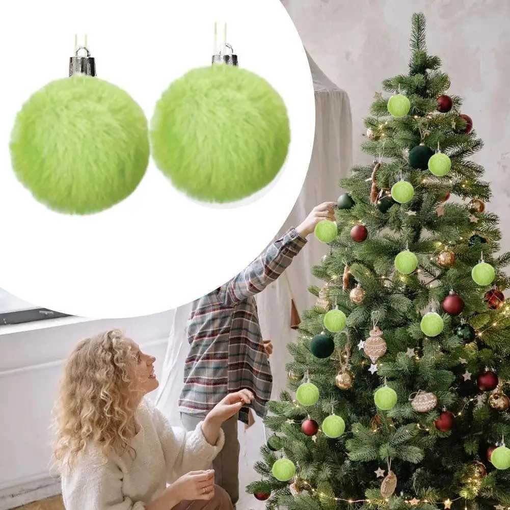 12pcs Plush Christmas Ball Decoration Christmas Tree Decoration Christmas Party Christmas Tree Home Furnishings C251024
