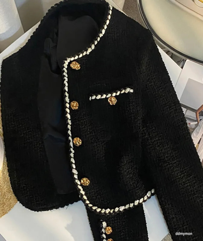 Elegant Tweed Cropped Jacket - Women's Vintage Quilted Coat For Commute & Winter Outwear Ddmymon