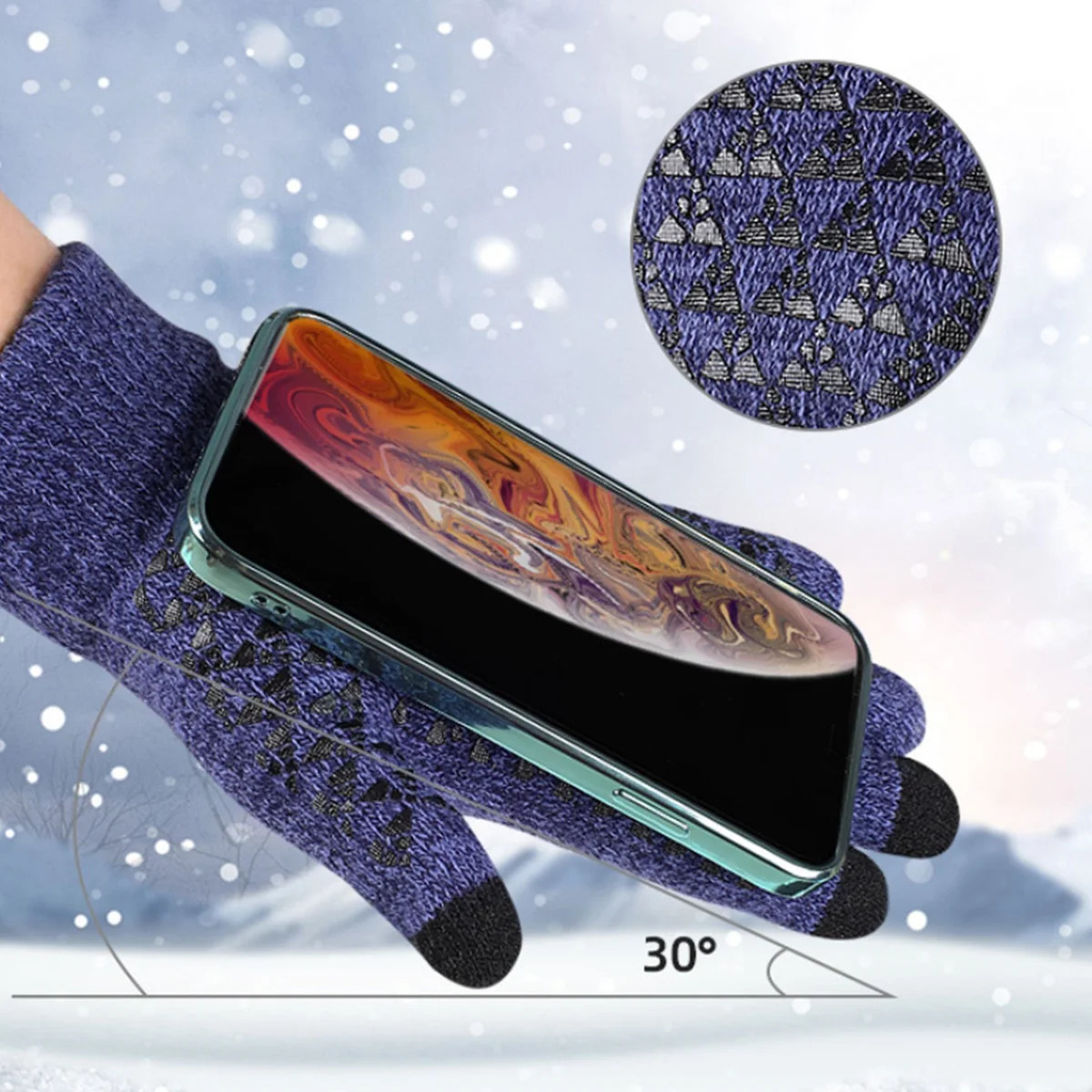 Thickened Velvet 3 Finger Touch Screen Gloves For Women and Men Silicone Palm For Anti Slip Winter Knitted Warm Cotton Gloves 251021