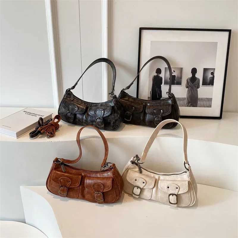 LEFTSIDE Fashion Double Pockets Design PU Leather Shoulder Bag For Women 2025 Tend Female Crossbody Bag Underarm Bags Handbags Z251024
