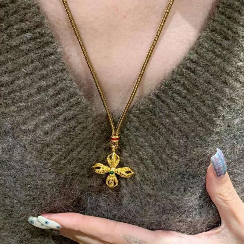 Vra Cross Necklace High-Value Design Fashionable New Double-Sided Wear Clavicle Chain for Women