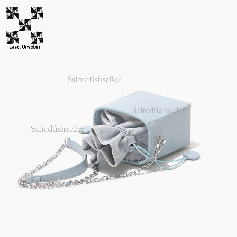 Lacel Urwebin Designer Korean Candy Colored Small Square Bag Luxury Fashion Drawstring Bucket Bag Stylish Mini Chain Shoulder Crossbody Bag Handbag