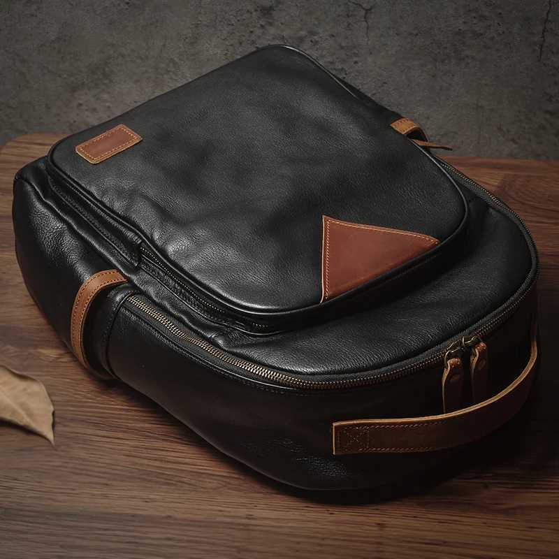 NUKA Brand High Quality Genuine Leather Backpack Mens Business Travel Bag Luxury Top Grain Cowhide Schoolbag For 15 Inch Laptop W251025