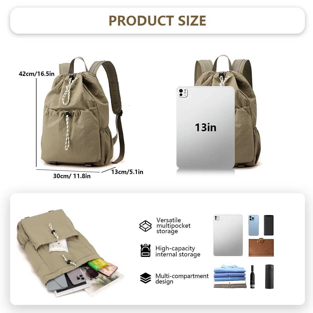 Lightweight Drawstring Backpack Sports Mountaineering Fitness Storage Backpack Mens Niche Travel College Student Bag Womens Fishing Camping Outdoor W2