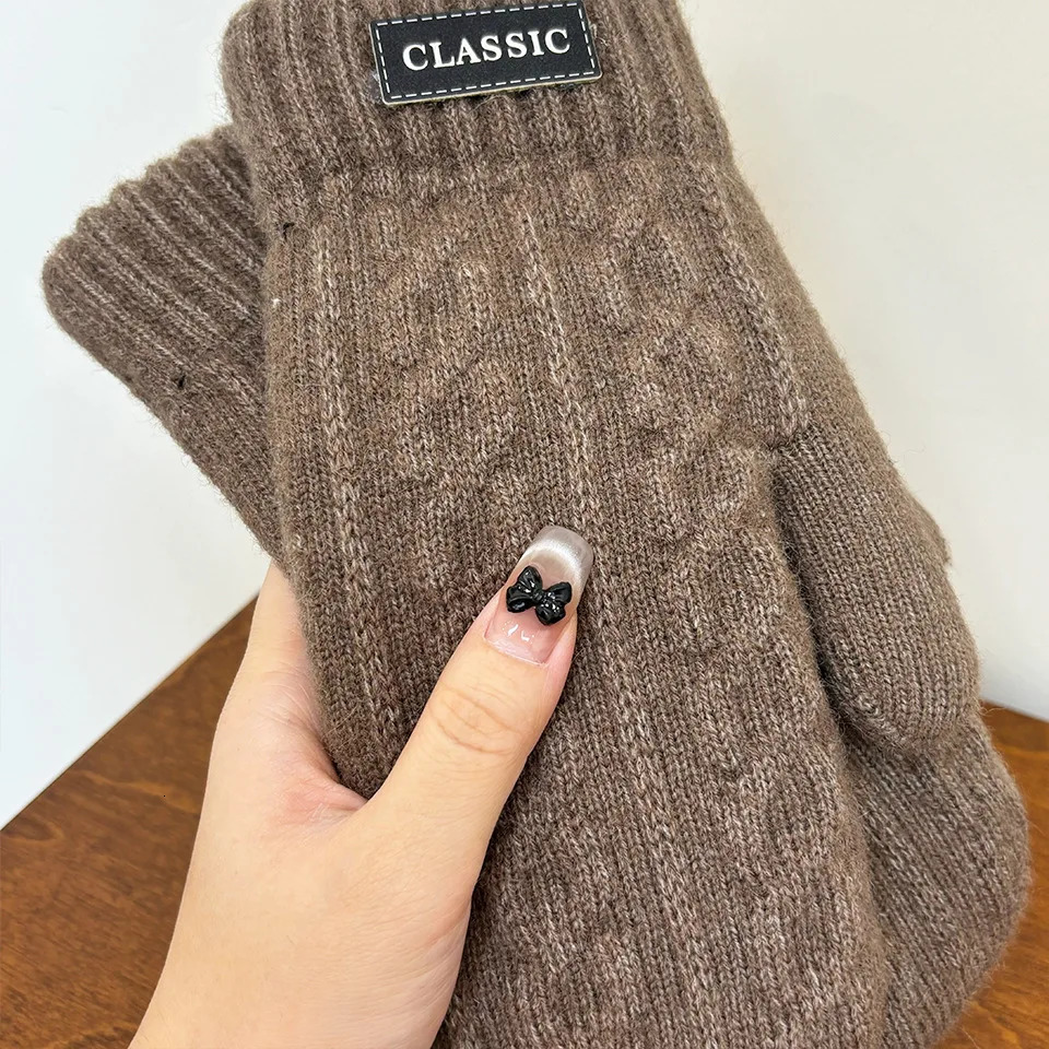 Mens Windproof Thermal Gloves Knitted Business Coldproof Double Layer Thickened Fleece Lined Professional Touchscreen Compatible 251021