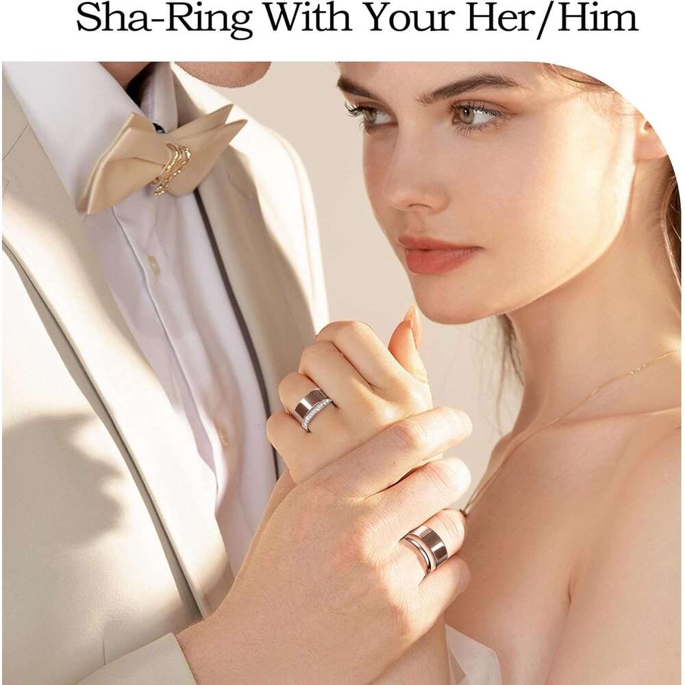 2 Pack 14K Gold Plated Stackable Compatible with Oura Gen 3/4, Cubic Zirconia Simulated Dia Stacking Rings Eternity Bands for Smart Ring