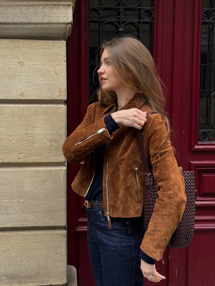 Street Suede Zippers Short Jackets Women's Vintage Lapel Full Sleeve Pocket Jacket 2025 Autumn Winter New Lady Casual Outwear dongdumaoyi