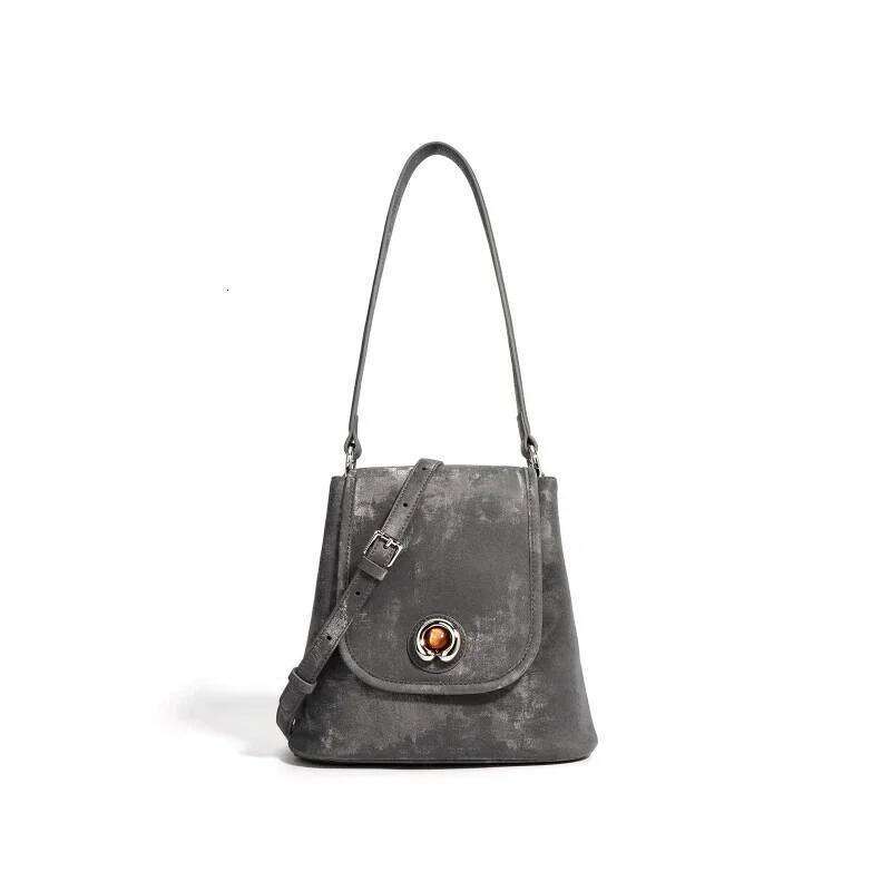 New Chinese Style Women Veet Satins Genuine Leather Bucket Shoulder Female Small Underarm Bag Ladies Purse And Handbags 1025