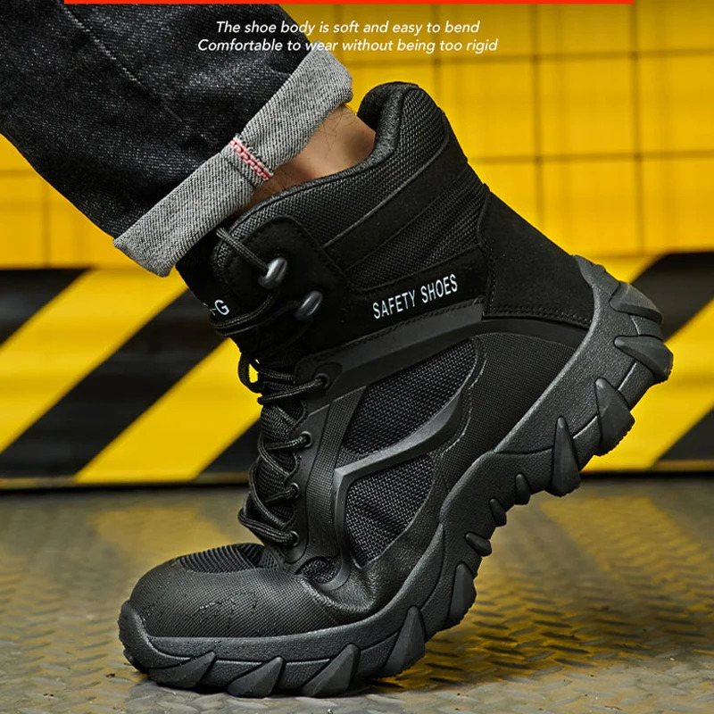 Mens outdoor safety Boots desert tactical Boots PunctureProof Work Boots Steel Toe shoes Protective Boots Indestructible shoes 251021
