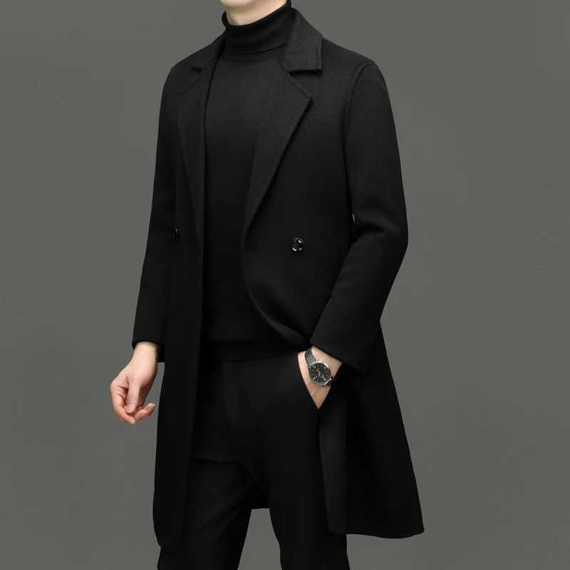 Mens Effortless Cashmere Overcoats Winter Essential Topcoat Classic Black Caramel Gray Color Wool Coat Gentlemen Elegant AttireT251025