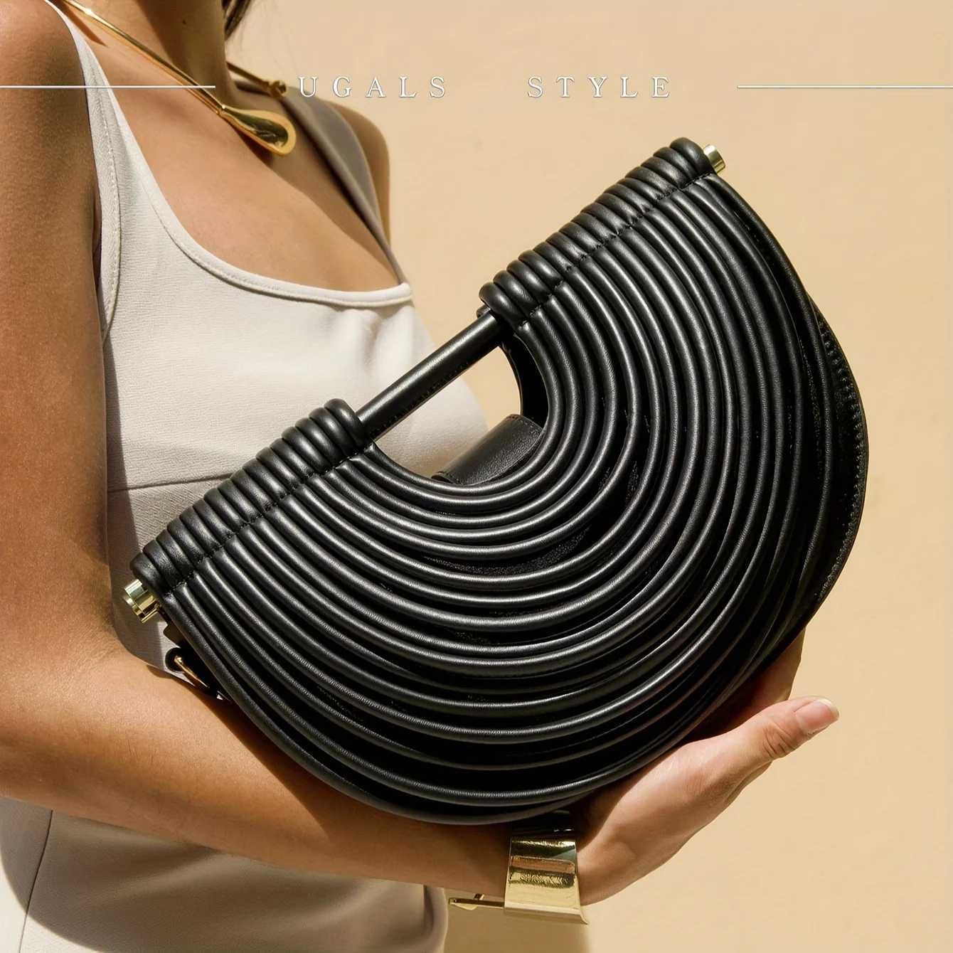 Handbags for Women 2025 New Gold Luxury Designer Brand Handwoven Noodle Bags Half Round Pulled Hobo Silver Evening Clutch Chic Z251024