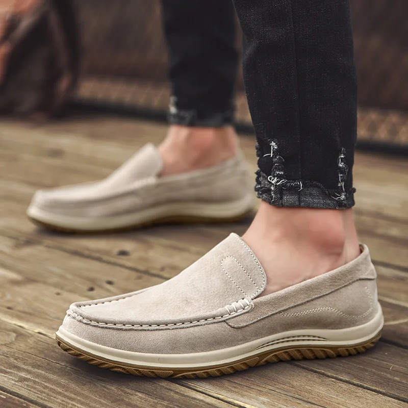 Mens Suede Casual Leather Shoes Fashionable Breathable Comfortable Driving Shoes Men Shoes 251023
