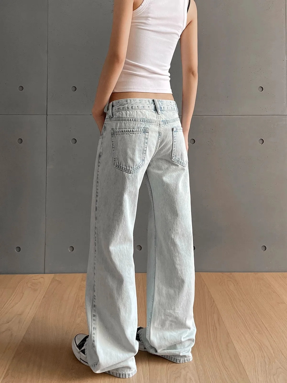 y2k Vintage Women Jeans Low Waist Zipper Button Solid Trousers with Pockets Aesthetic Streetwear Washed Jeans 251023