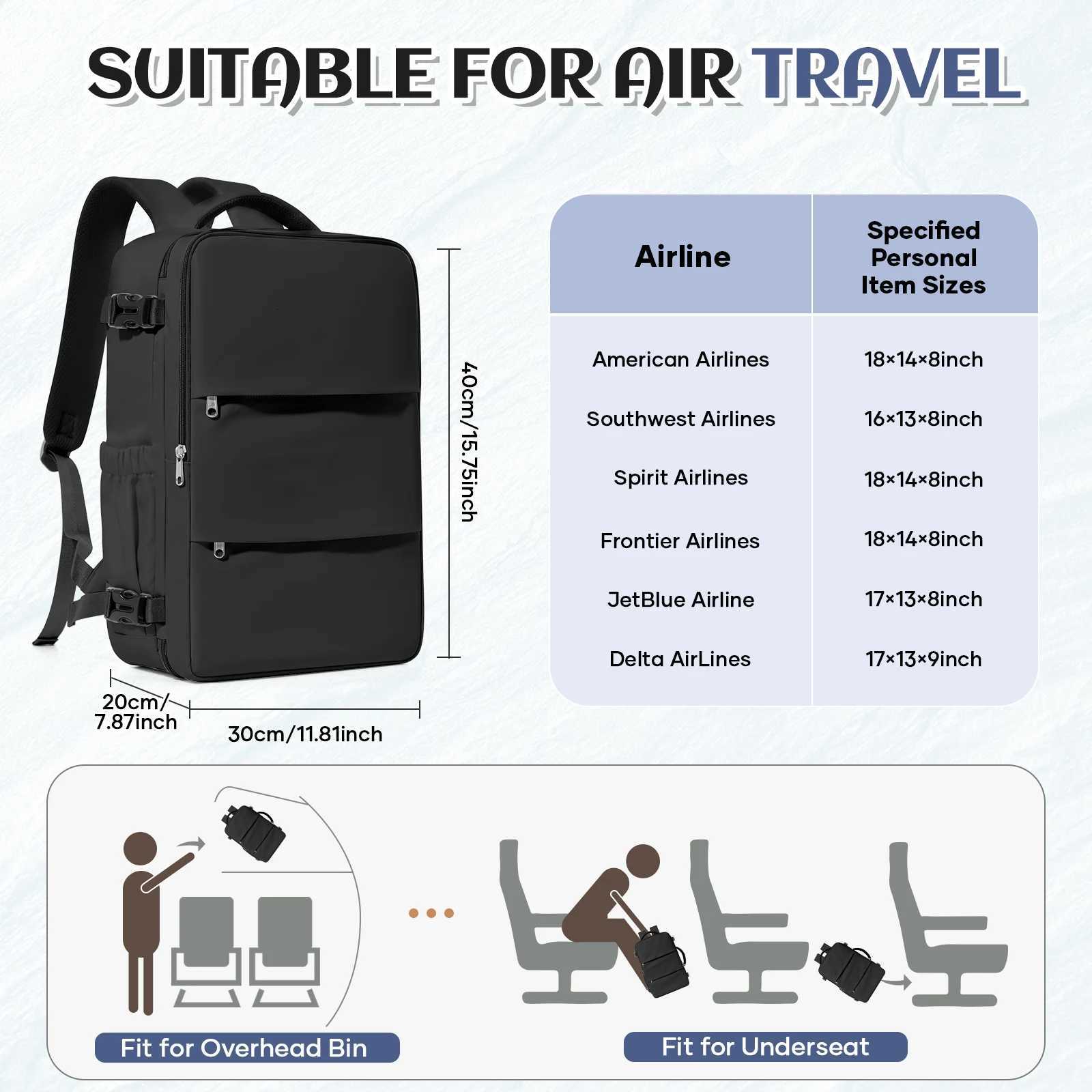 Ryanair Aircraft Cabin Bag 40x30x20 Travel Backpack Hand Luggage Travel Bags Business Laptop Bag Women Men Backpack Work Bag W251025